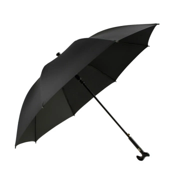 Old man walking stick umbrella straight black waterproof