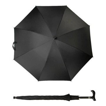 Old man walking stick umbrella straight black waterproof