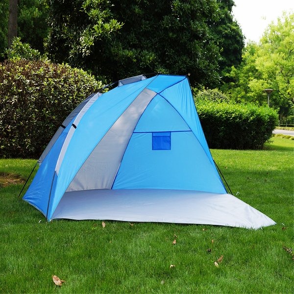 1–2 Person Beach Sun Shelter with Fiberglass Poles and Carrying Bag