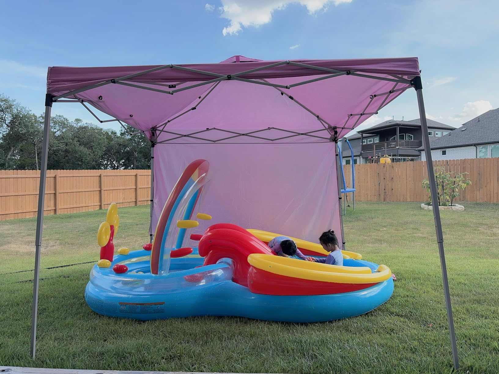 10x10 Ft Slant Leg Pop Up Canopy Tent with Rear Sidewall