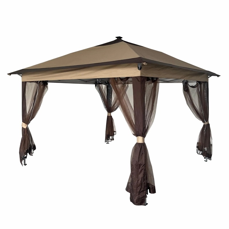 11x11ft Folding Garden Gazebo with Solar Lighting