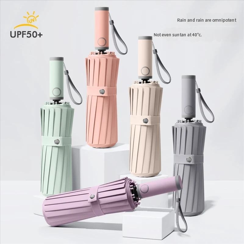 16-Rib Automatic Folding Umbrella with UPF 50+ Protection