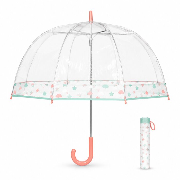 19-Inch Transparent Bubble Kids Umbrella with Color Trim