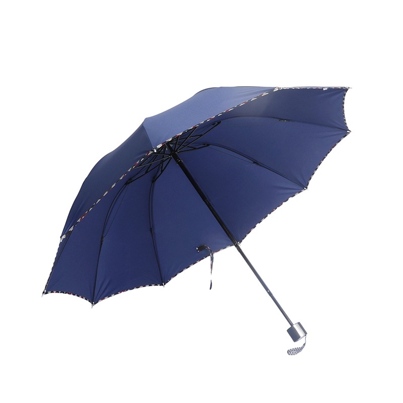 25 Inch 10 Rib Manual Three Fold Umbrella with Contrast Trim