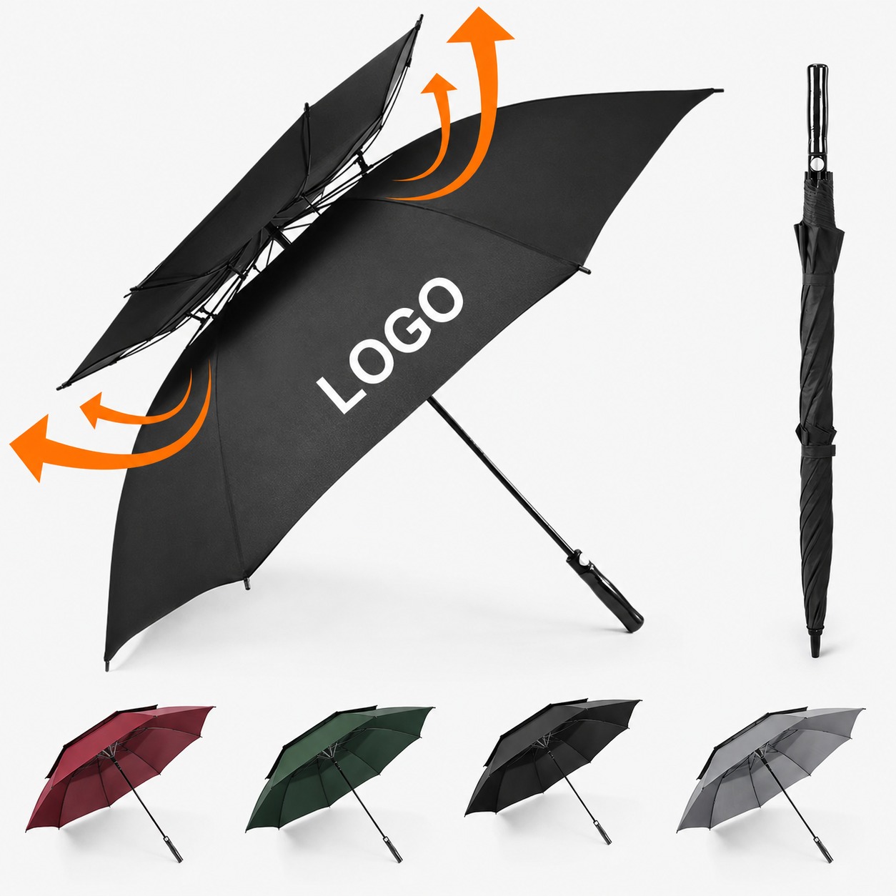 41-Inch Automatic Straight Gift Umbrella with Custom Canopy Print
