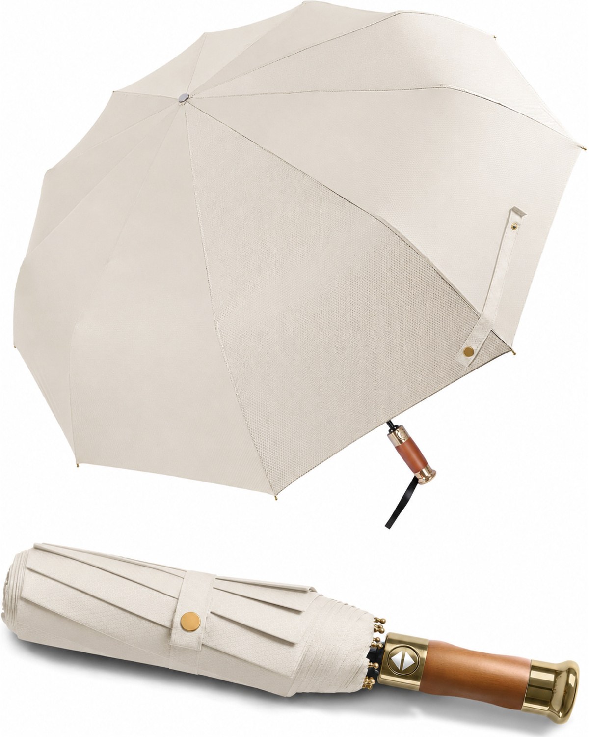45 Inch Oversized Auto Open Close Travel Umbrella Wood handle