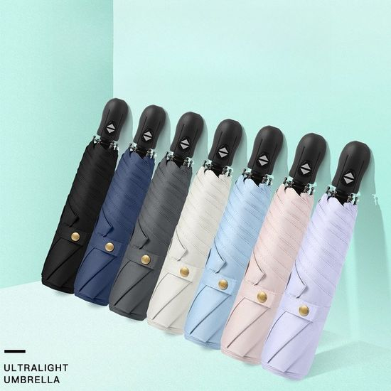 6 Rib Super Light Three Folding Automatic Umbrella Windproof UV Rain Sun Travel Umbrella