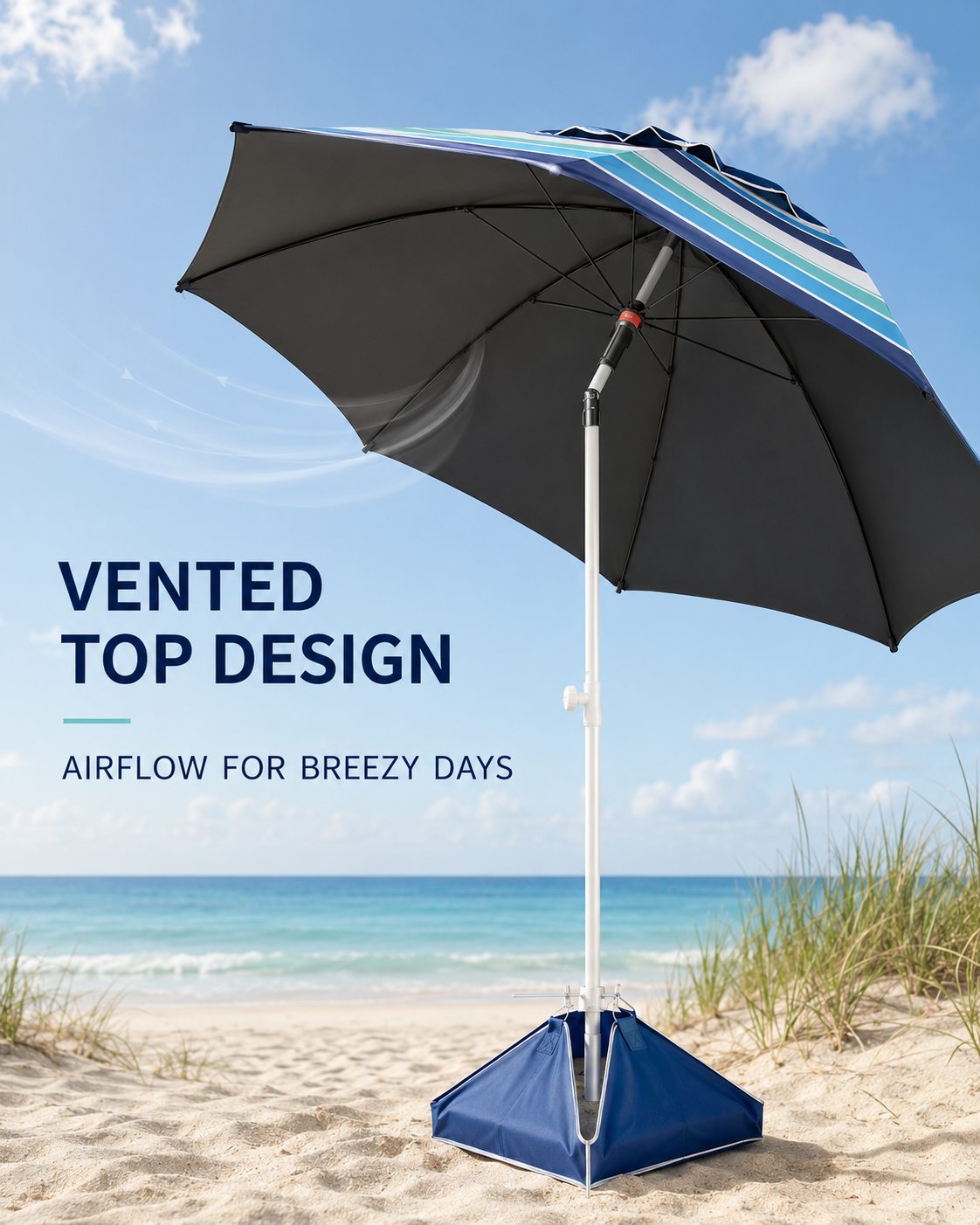8 Ft Beach Umbrella with Sand Anchor and Sandbag