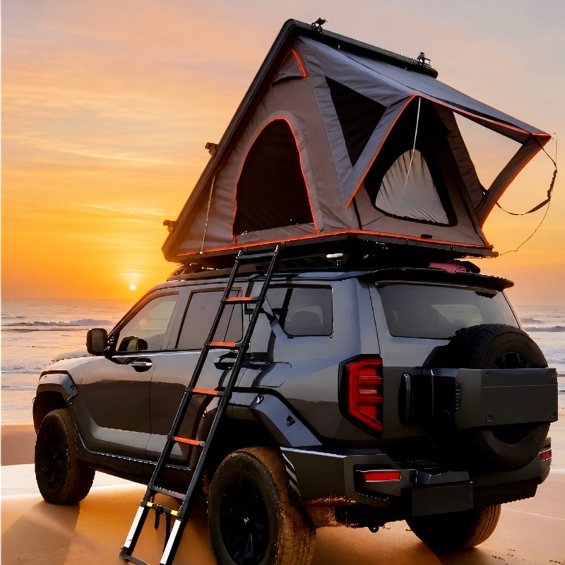 Aluminum Hard Shell Rooftop Tent with Gas Strut Opening and Ladder