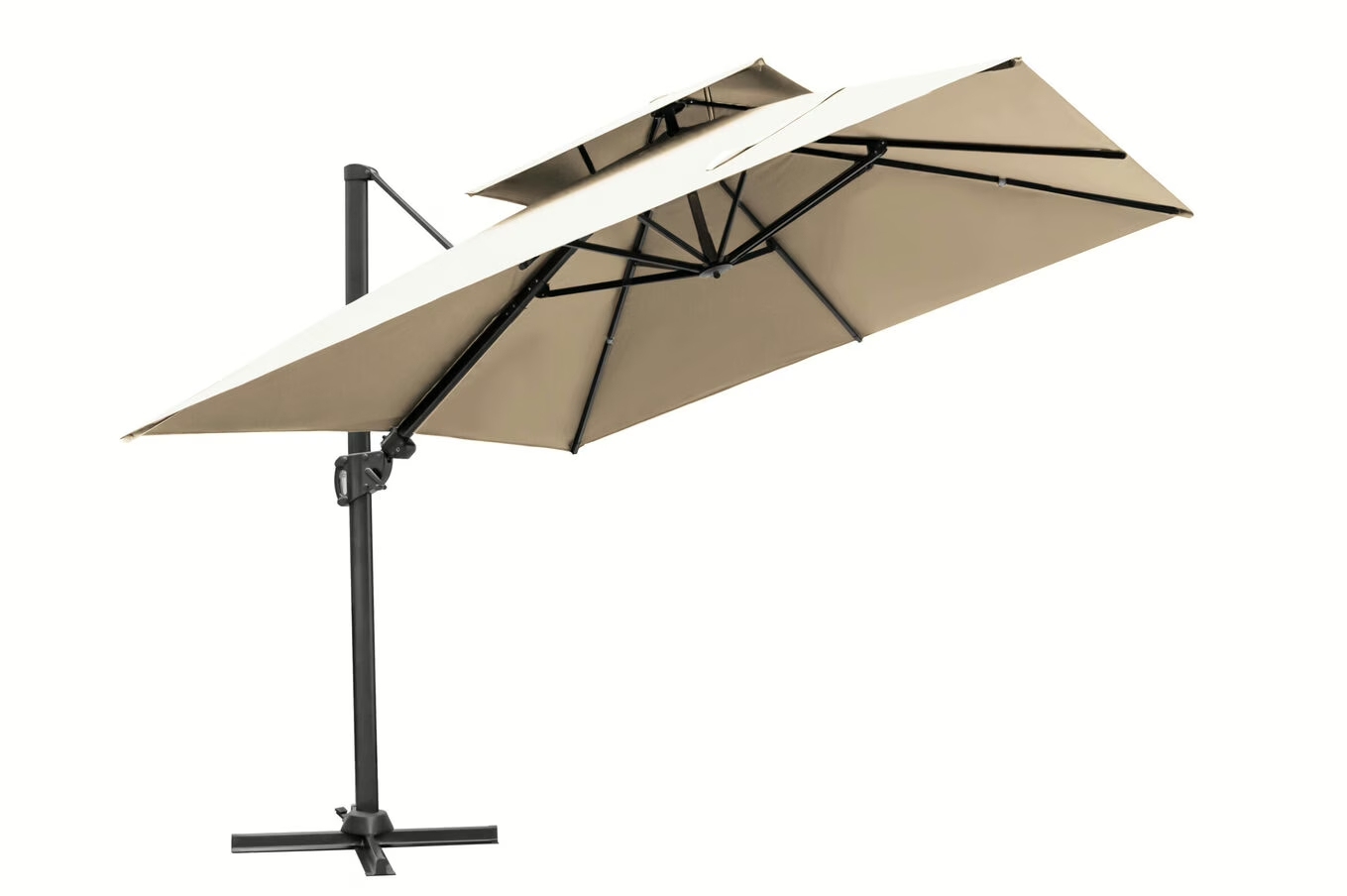 Cantilever parasol, double canopy