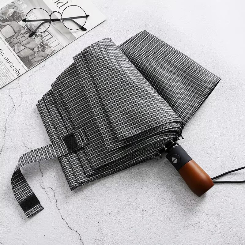 Classic Houndstooth Plaid Pattern Folding Umbrella