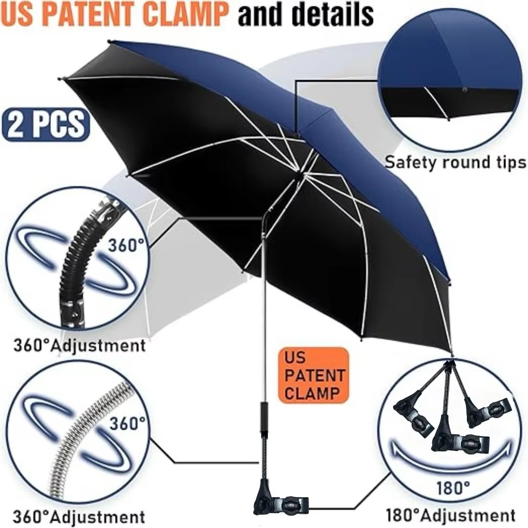 Cross‑border Sun Umbrella, Outdoor Camping Foldable Beach Chair, Detachable Fishing Alloy Portable Bracket (Stroller‑Compatible)