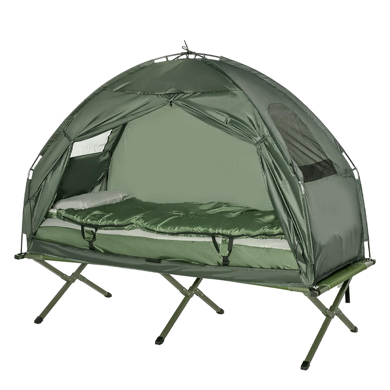 Custom 1–2 Person Elevated Camping Cot Tent with Foldable Bed Frame