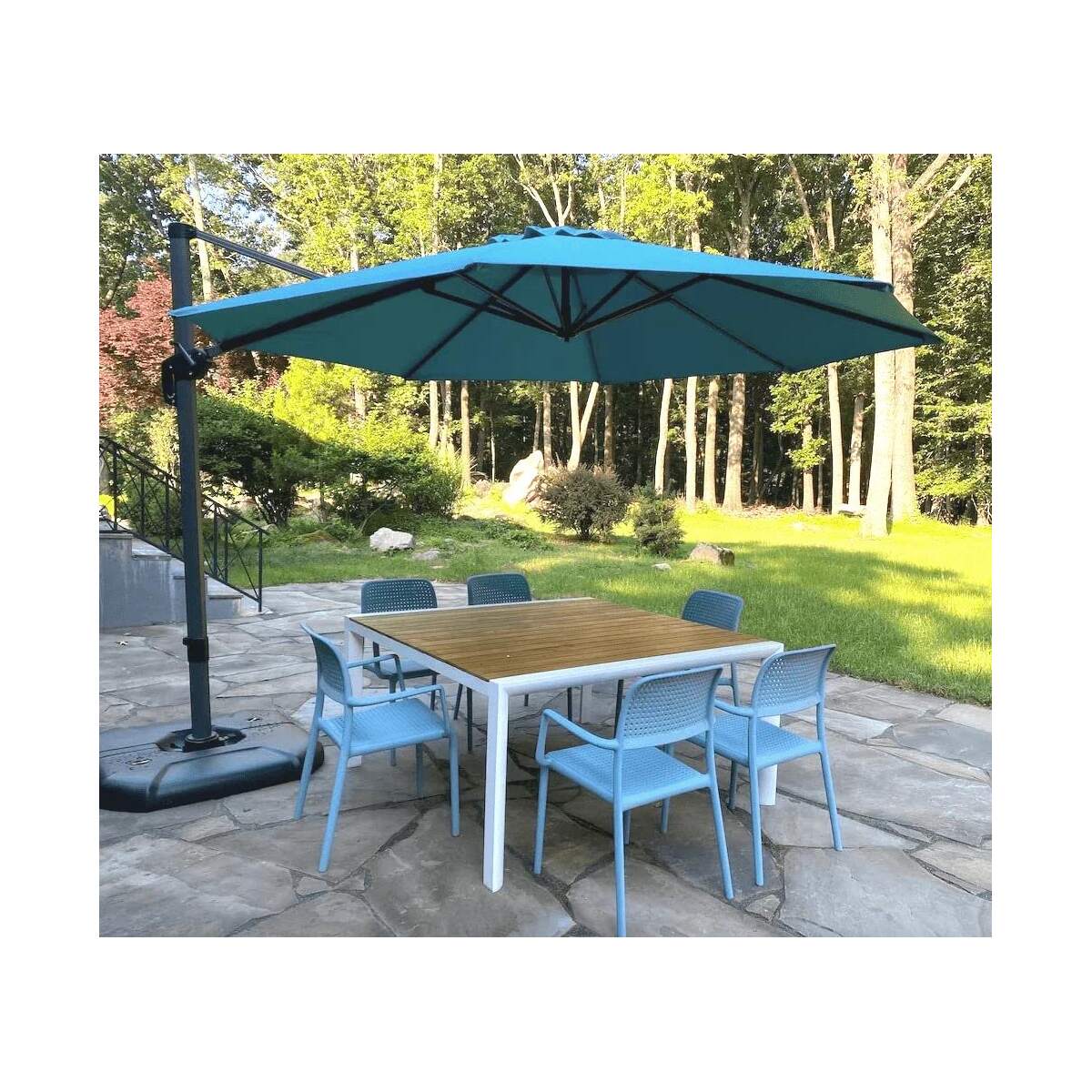 Custom 11ft Round Cantilever Patio Umbrella with 360° Rotation
