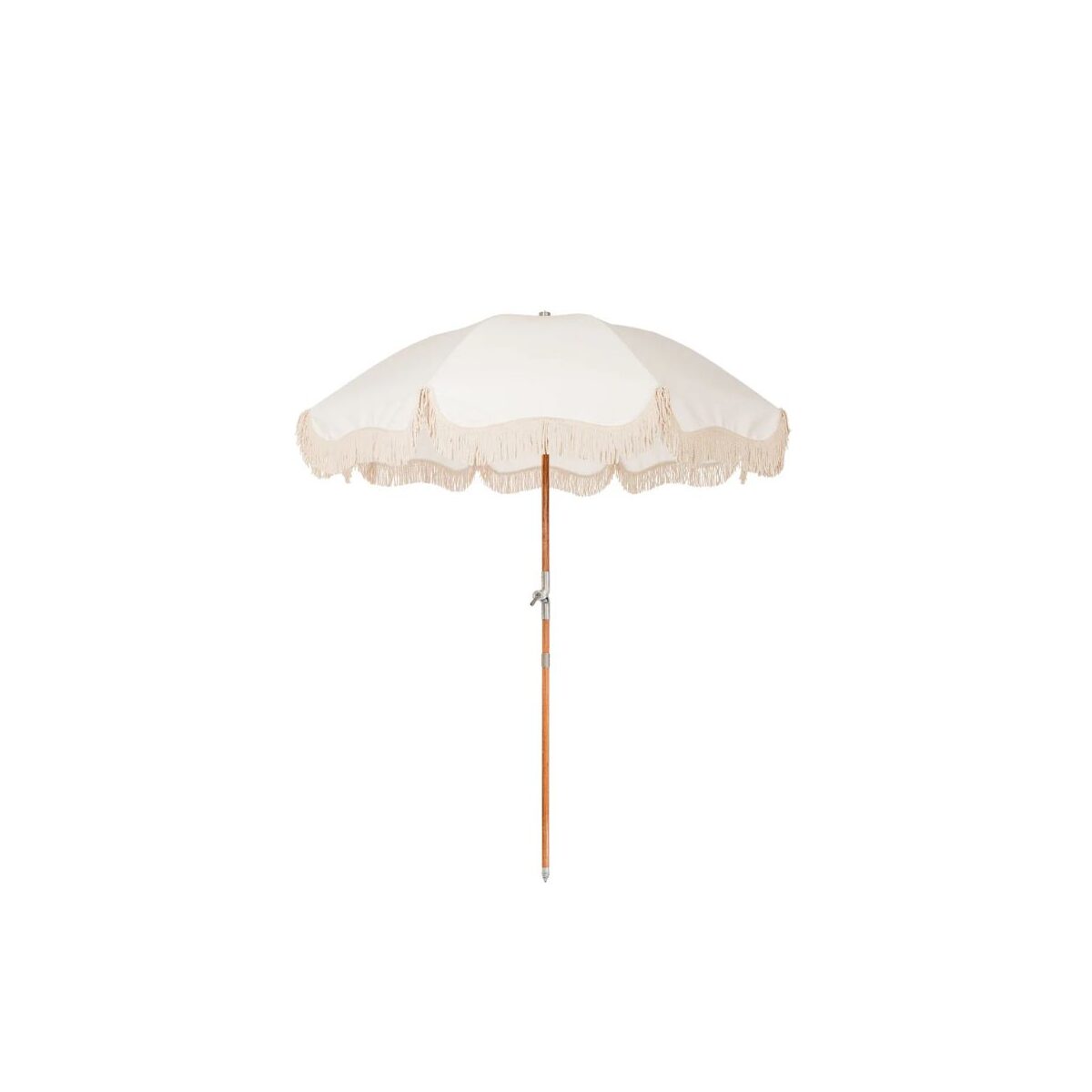 Custom 183cm Vintage Fringe Beach Umbrella with Laminated Wood Pole
