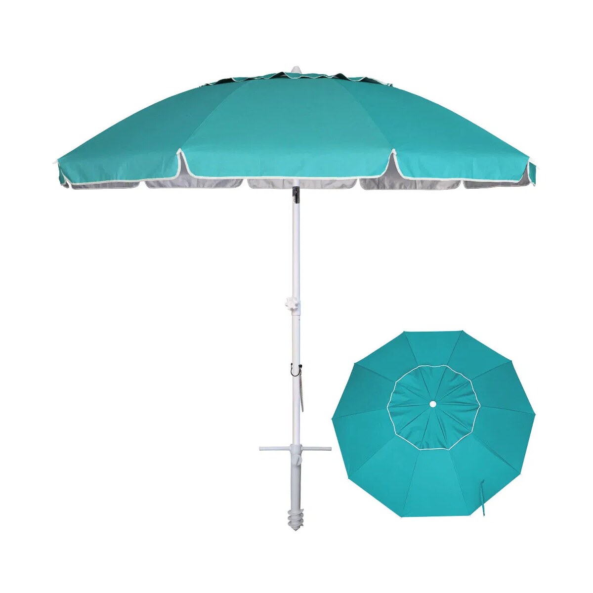 Custom 2.0–2.2m Beach Umbrella with Fiberglass Ribs and Sand Anchor