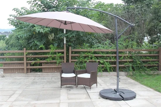 Custom 2.7m 18-Rib Fiberglass Banana Cantilever Patio Umbrella