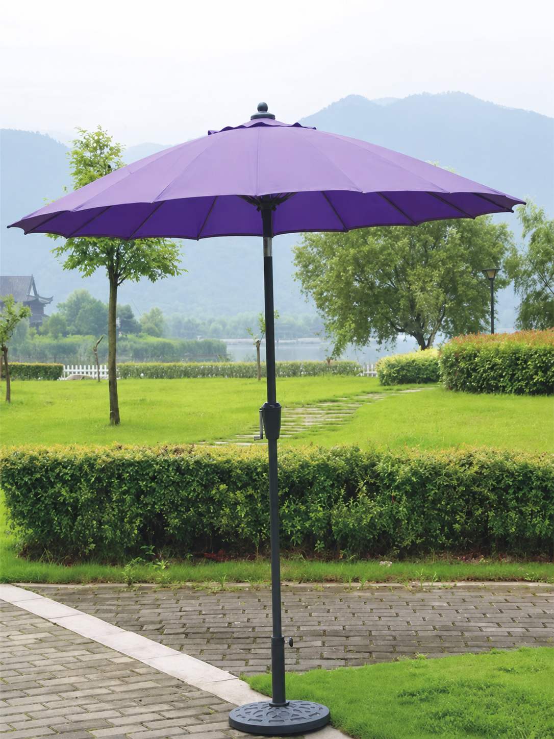 Custom 2.7m Patio Umbrella with 18 Fiberglass Ribs, Crank and Tilt