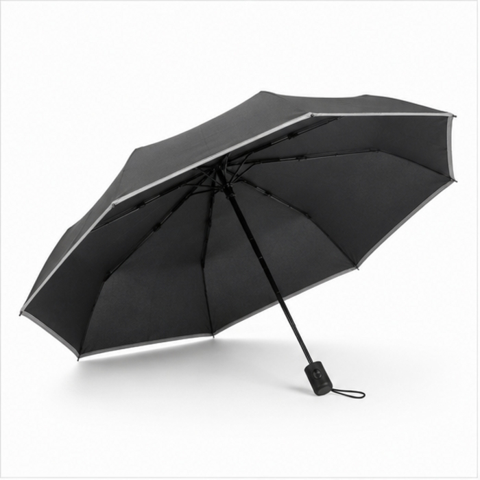 Custom 21-Inch Automatic Folding Umbrella with Reflective Trim