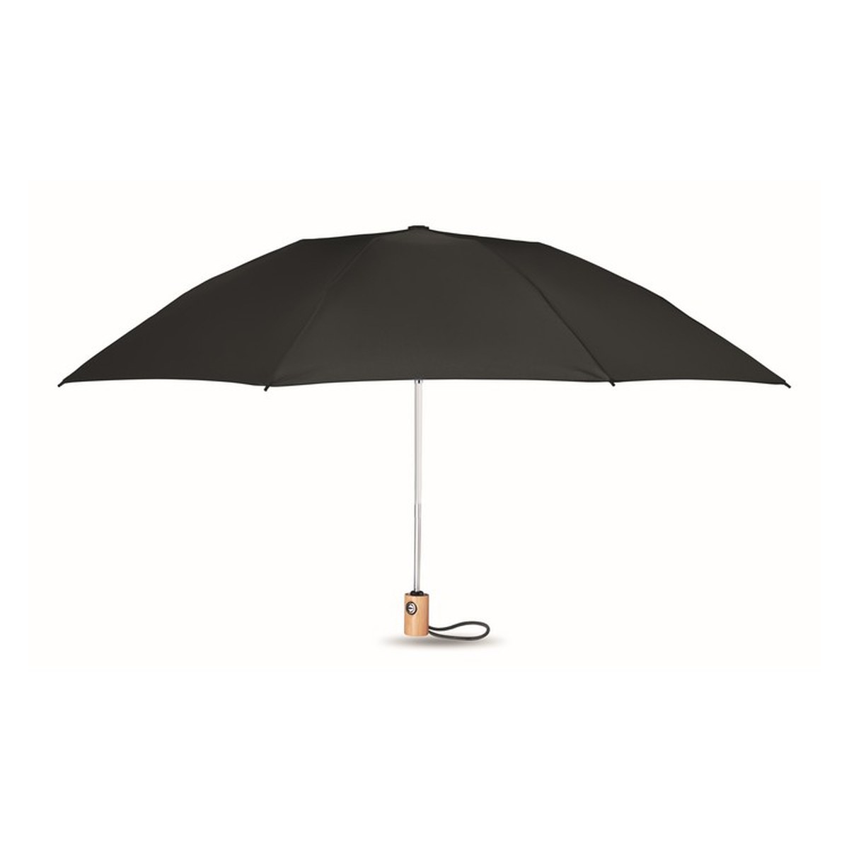 Custom 23 Inch RPET Automatic Folding Umbrella with Bamboo Handle