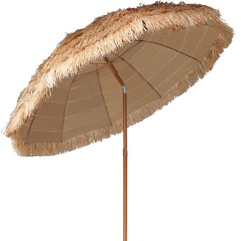 Custom 240cm Raffia-Style Beach Umbrella with Steel Frame