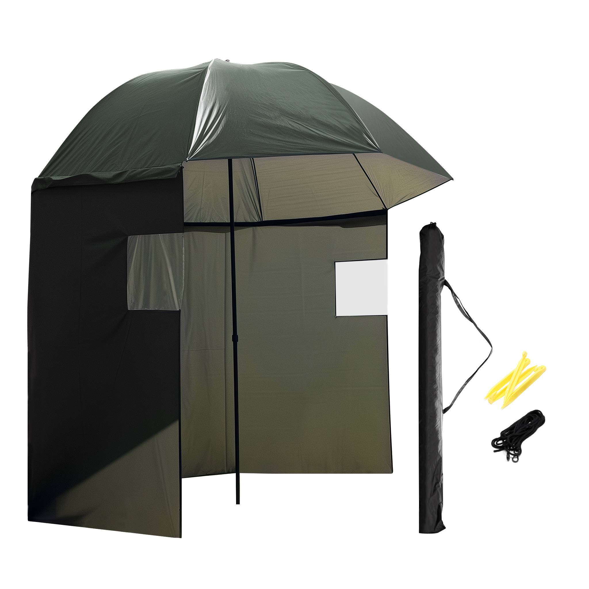 Custom 250cm Fishing Umbrella with Detachable Sidewall and Viewing Windows