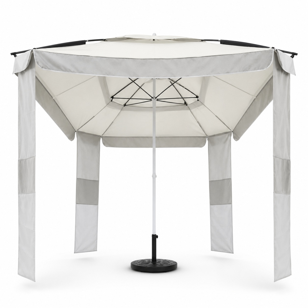Custom 270cm Lotus Gazebo Patio Umbrella with Four Drop Shade Panels