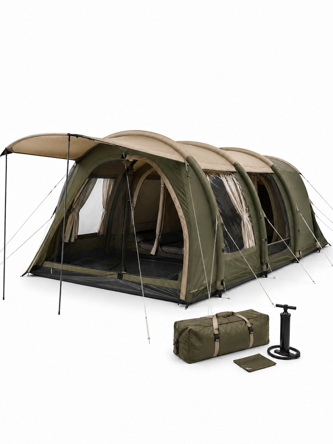 Custom 4-Person Inflatable Tunnel Tent with Front Awning