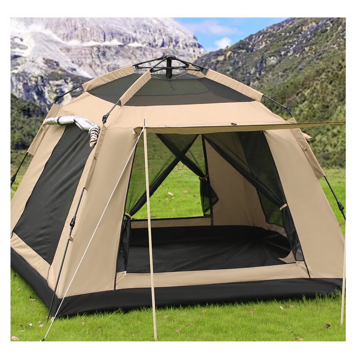Custom 4 Person Instant Cabin Camping Tent with Double Doors