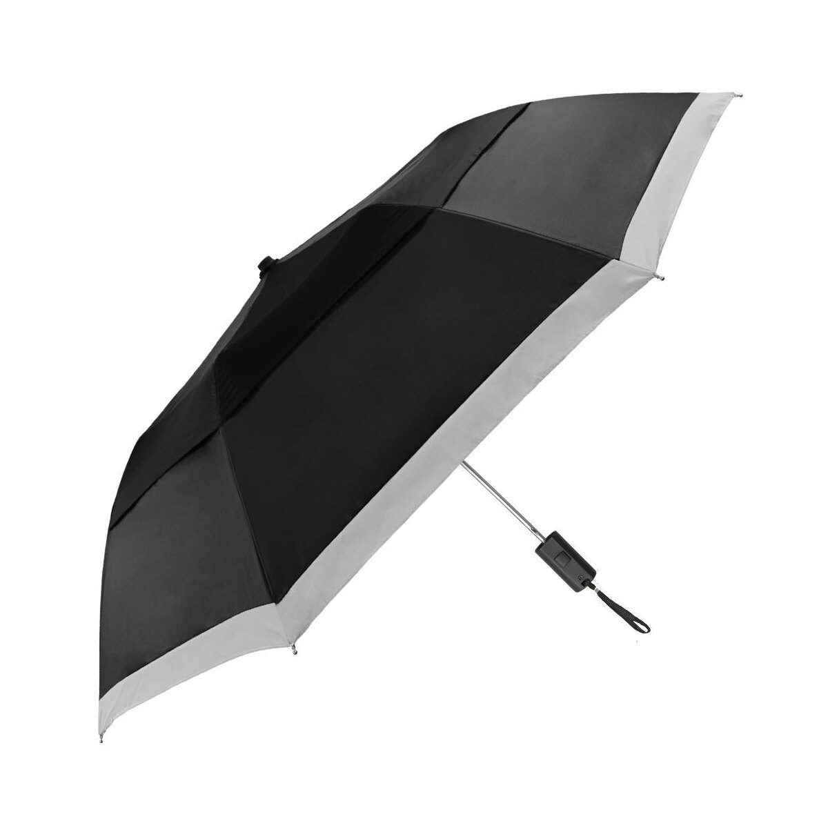 Custom 42-Inch Auto-Open Vented Folding Umbrella with Reflective Border