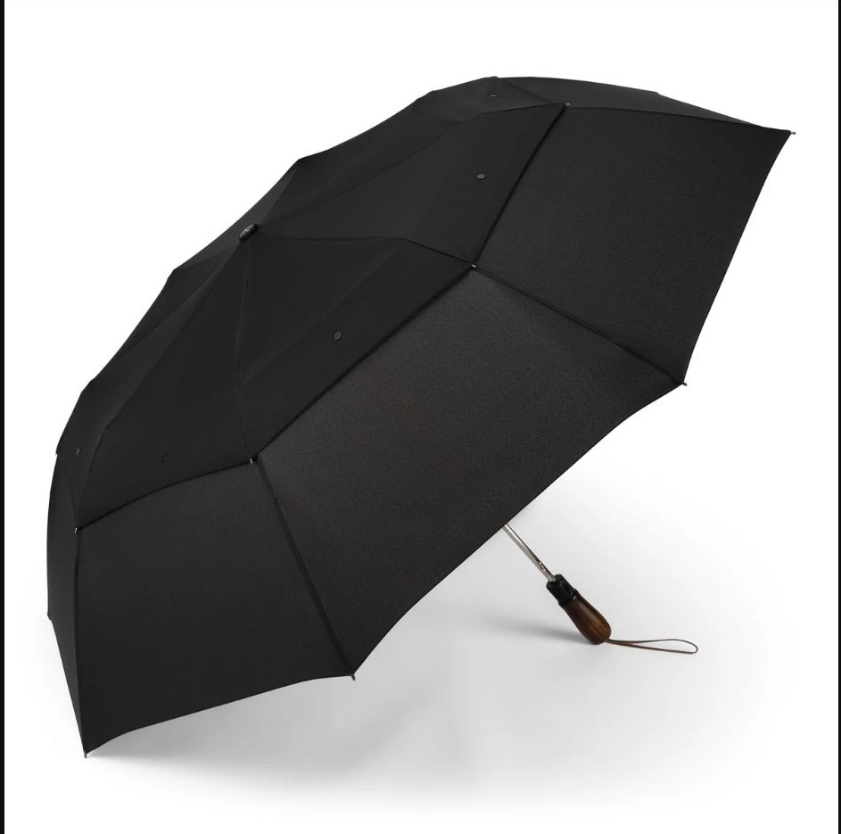 Custom 58 Inch Vented Jumbo Auto Open Umbrella with Wood Handle