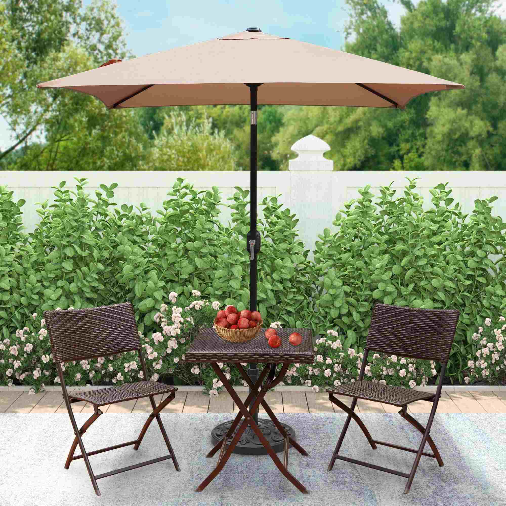 Custom 6.5FT Square Patio Umbrella with Crank and Push-Button Tilt