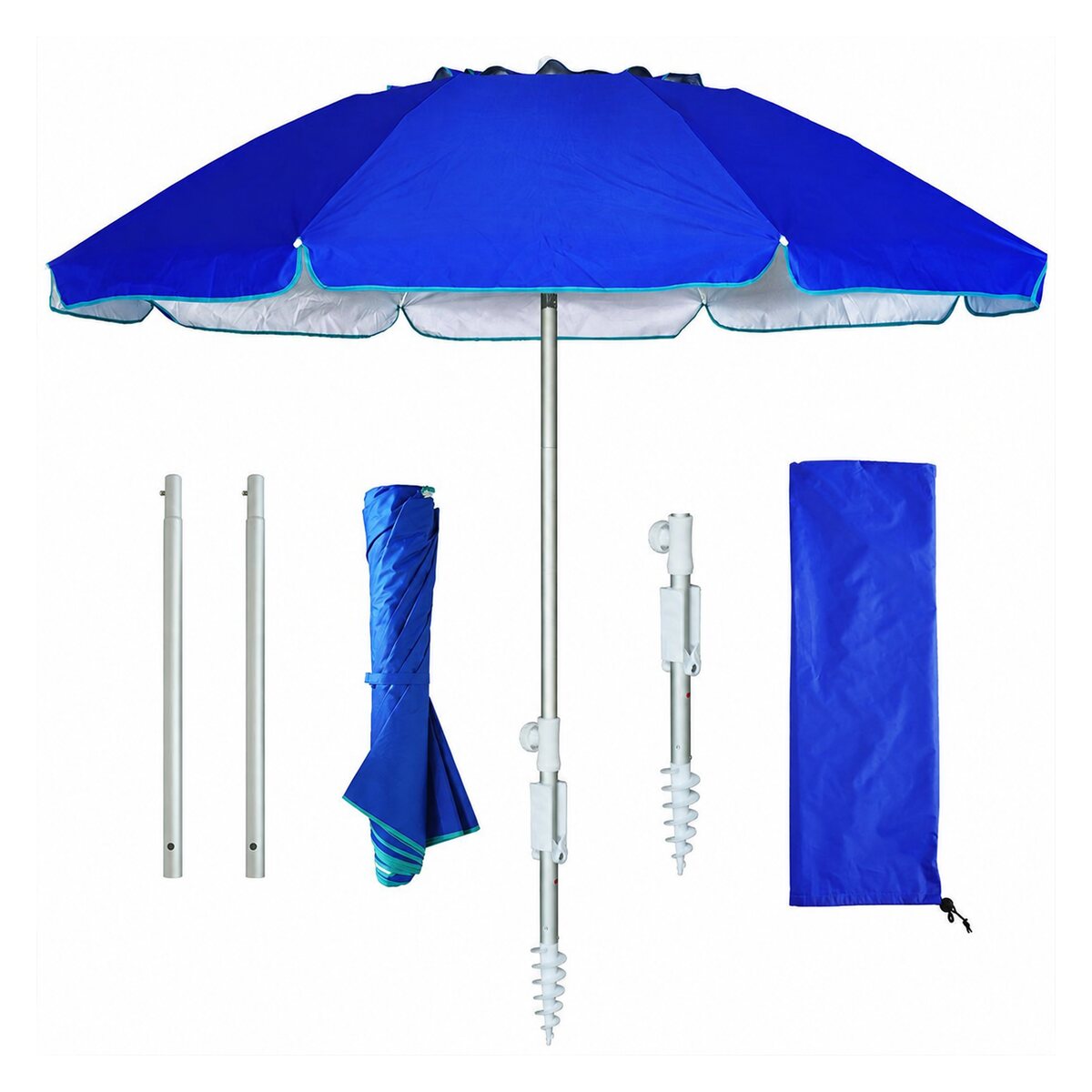 Custom 6.5FT Two-Fold Travel Beach Umbrella with Integrated Sand Anchor