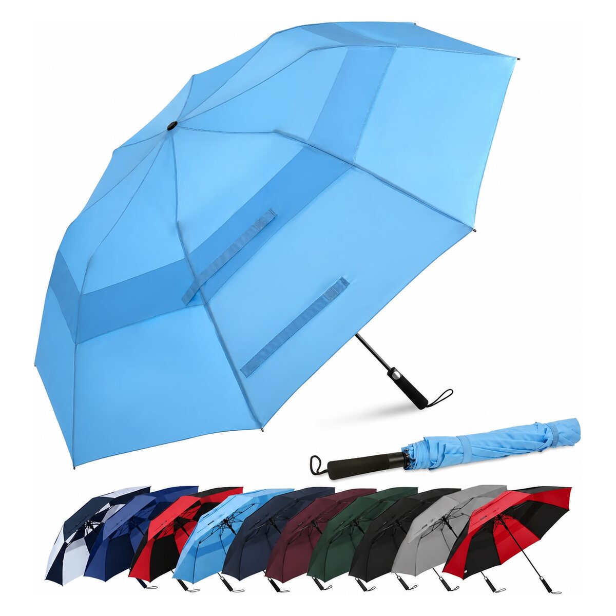 Custom 62-Inch Foldable Vented Golf Umbrella