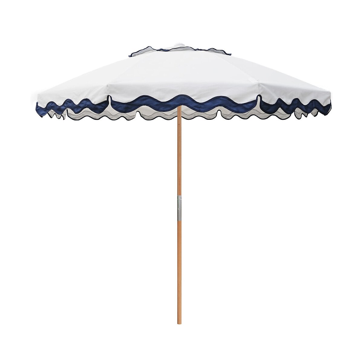 Custom 7.8FT Holiday Beach Umbrella with Flapped Valance and Wood Pole