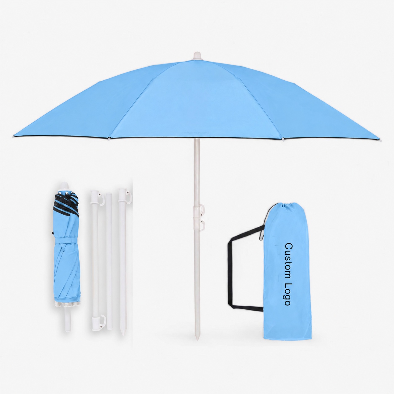 Custom 7 ft Beach Umbrella with Removable Sand Anchor and Tilt
