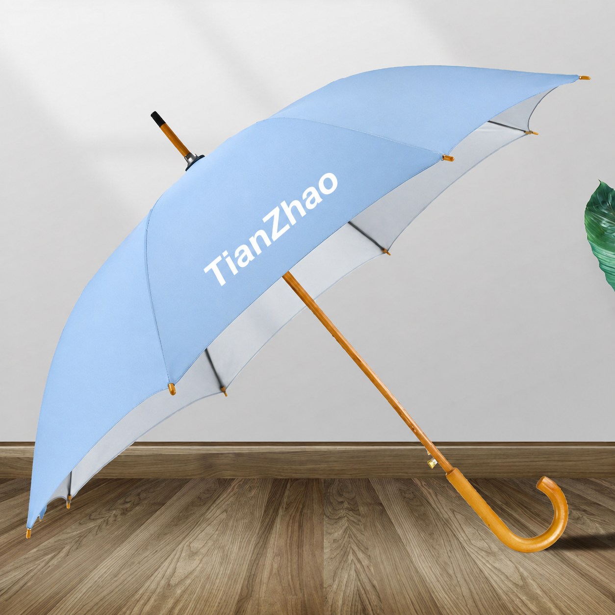 Custom 8-Rib Wooden Handle Promotional Golf Umbrella