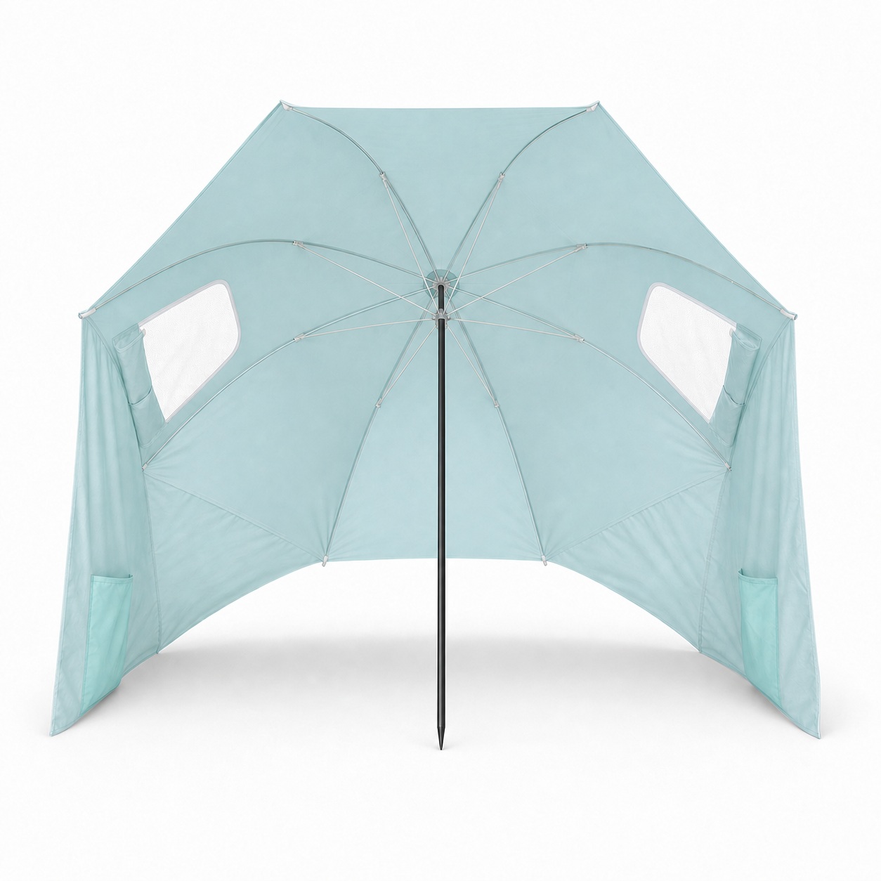 Custom 8FT Beach Umbrella Shelter with Side Panels and Zippered Windows