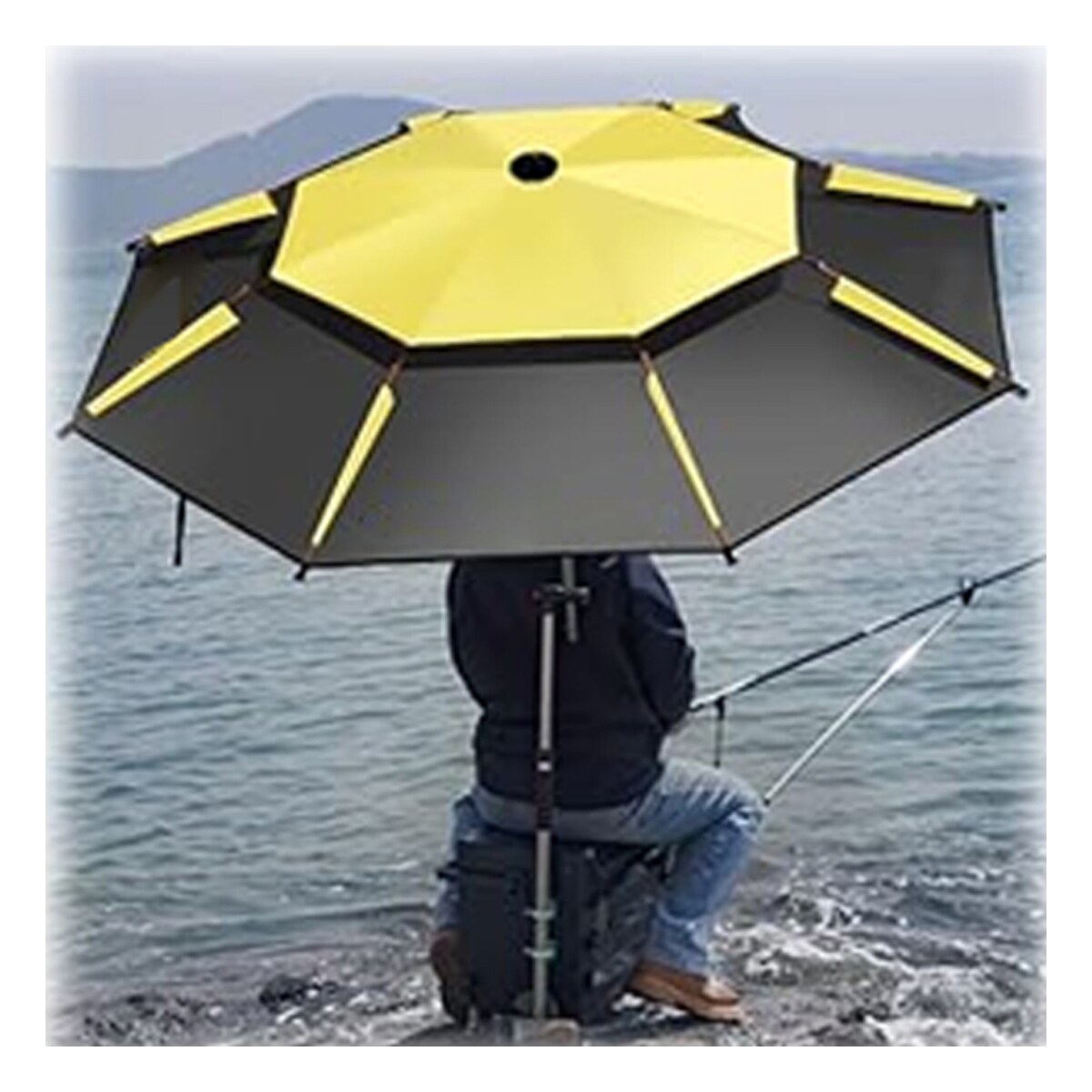 Custom Heavy-Duty Vented Fishing Umbrella with Fiberglass Ribs