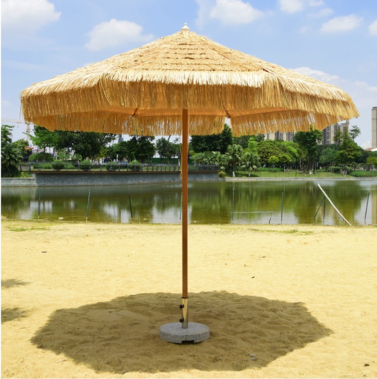 Custom Synthetic PP Thatch Beach Umbrella with Aluminium Frame