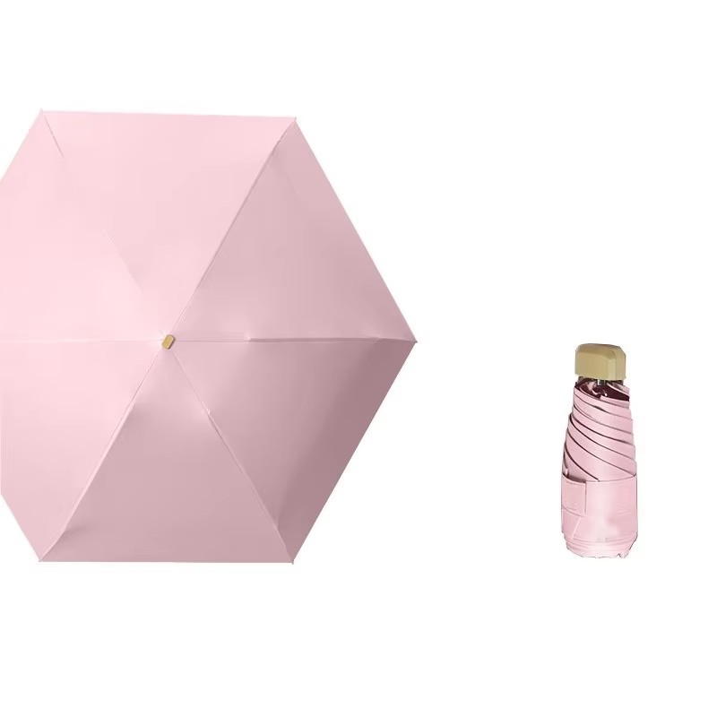 Custom Women Iron Rib Manual Folding Vinyl Sun Umbrella, Mini Advertising Business Gift