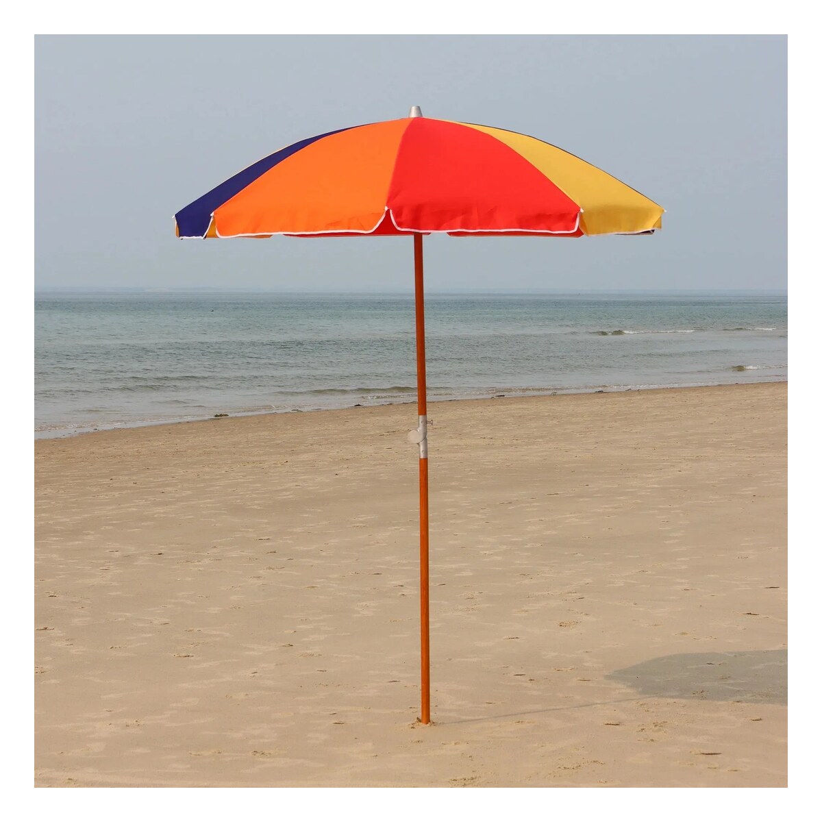Custom Wood-Pole Beach Umbrella with Tilt Joint and Fiberglass Ribs