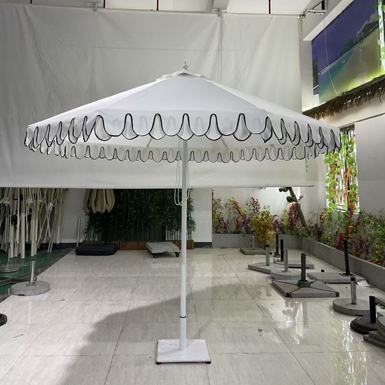 Elegant Aluminum Center Pole Sunshade Parasol Beach Umbrella Vintage Boho Design