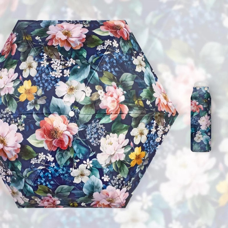 Floral 5 Fold Pocket Umbrella with Black Inner Coating