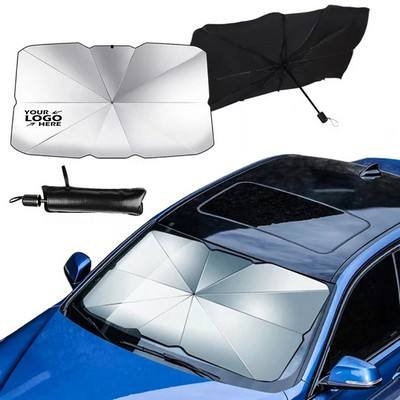 Foldable Car Windshield Sun Shade Umbrella with Storage Sleeve