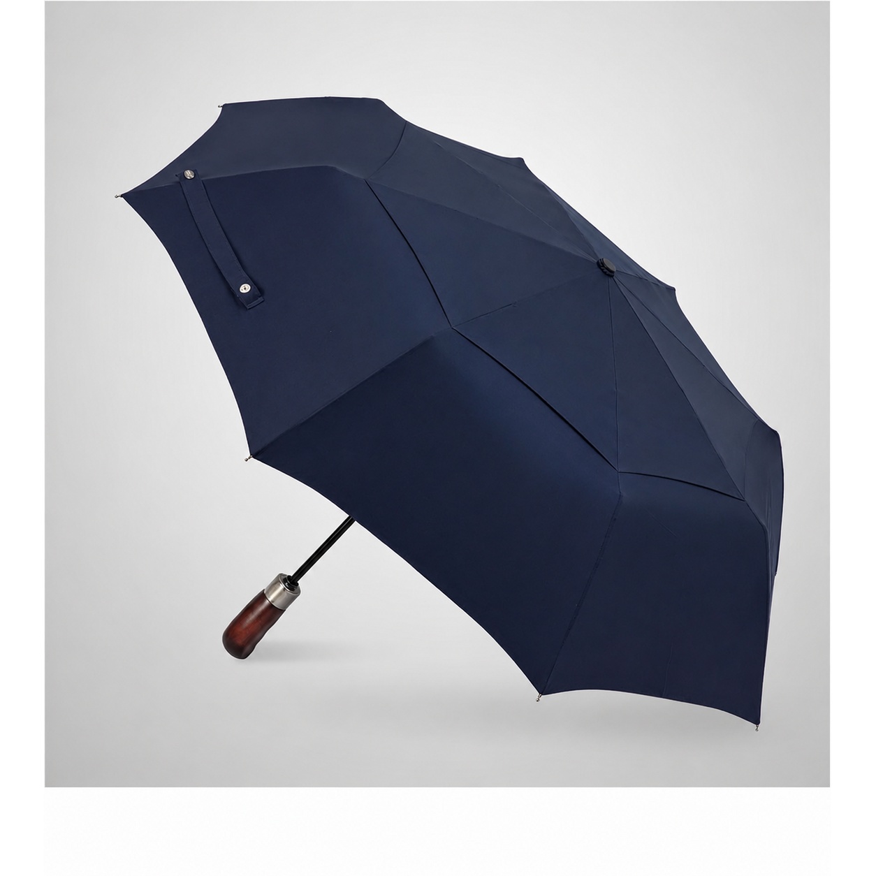 Folding Umbrella Real Wood Handle Auto Open Close