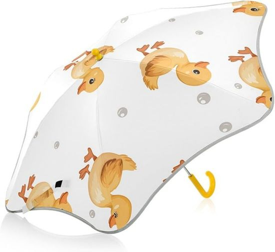 Funny Yellow Duck Kids Umbrella with Reflective Strips Safety Straight Umbrella for Children
