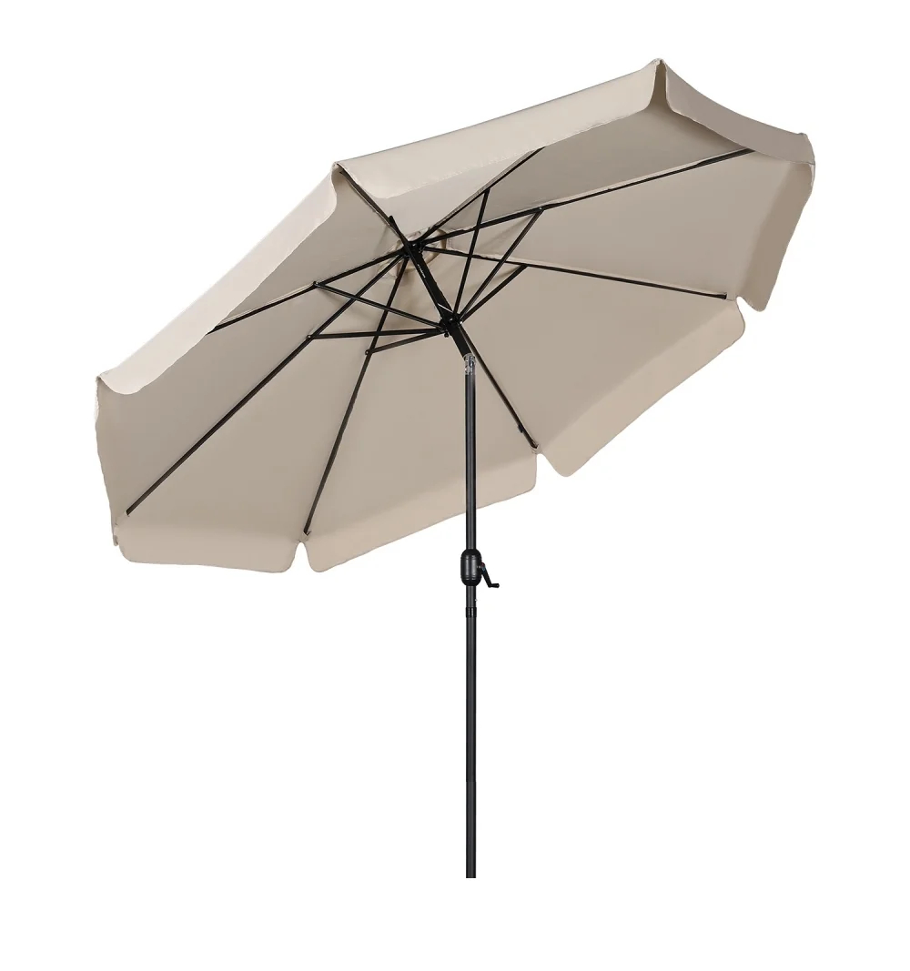 Garden parasol with a 300 cm diamete a beige 8-panel canopy