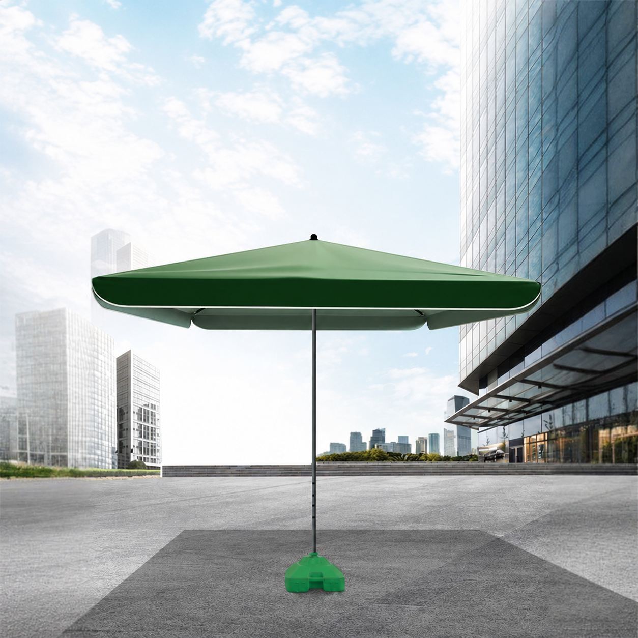 Large 220–300 cm Outdoor Market Umbrella with 420D Silver-Coated Oxford Canopy and Removable Steel Pole