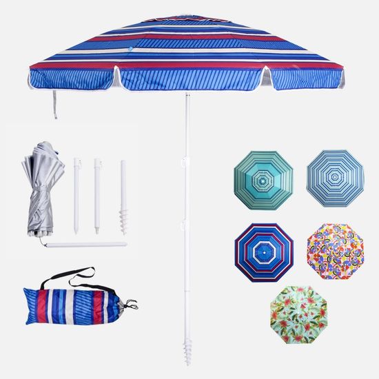 Lightweight Premium Blue Twill 6FT Outdoor Beach Umbrella